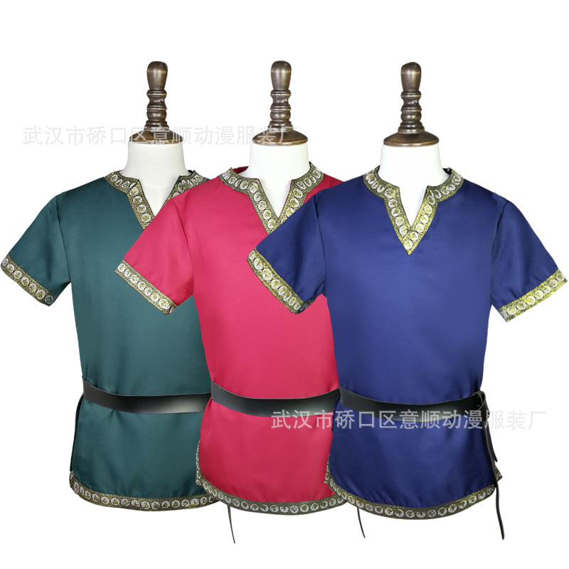 European and American wish new short-sleeved V-neck COS costumes medieval costumes