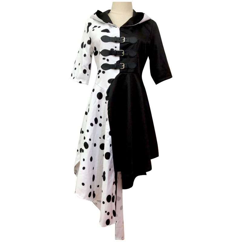 Cruella de Vil cosplay costume 101 loyal dog black and white witch cos costume performance costume