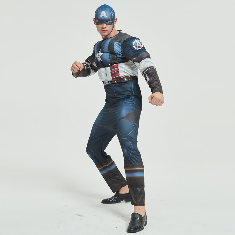 New Adult cosplay captain america muscle costumes
