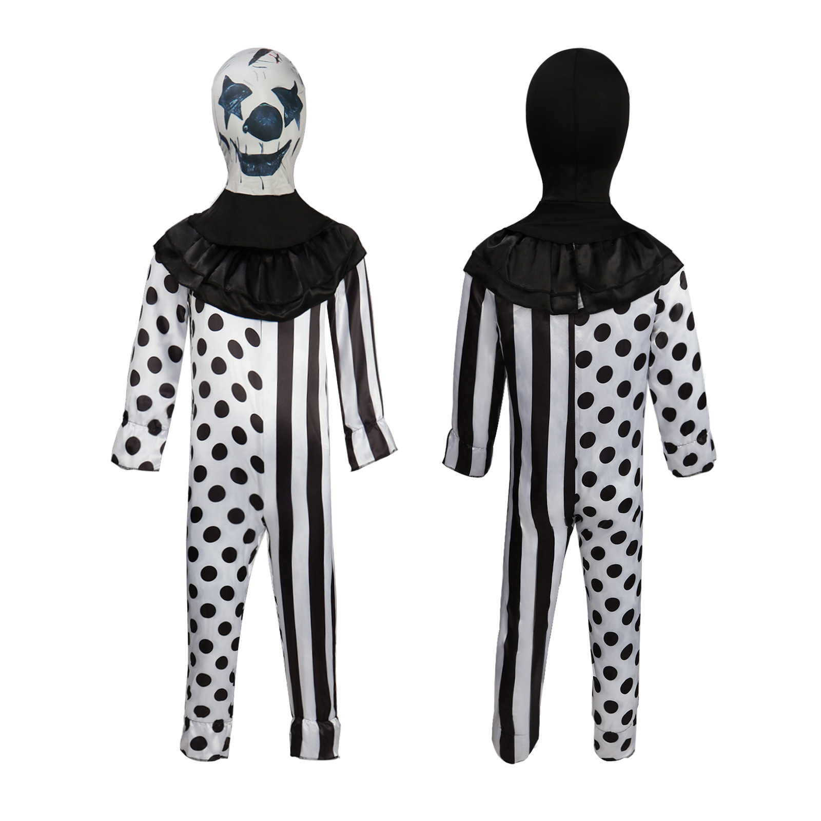 Halloween children's film and television game devil clown cos black and white murderous clown stage performance costume