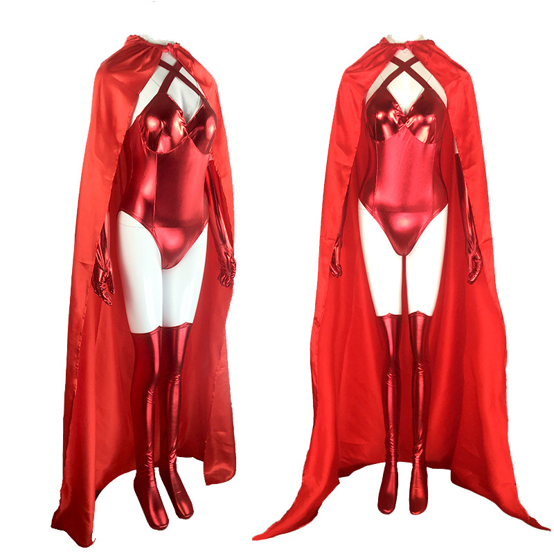Scarlet Witch Wanda Maximoff Cosplay Costumes Cape Gloves Hair Accessory Jumpsuit Pantyhose Suits