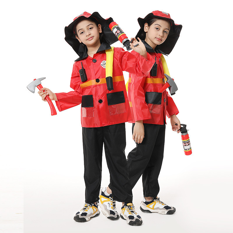 Halloween children's firefighter props costumes cosplay dance costumes Children's Day performance clothes