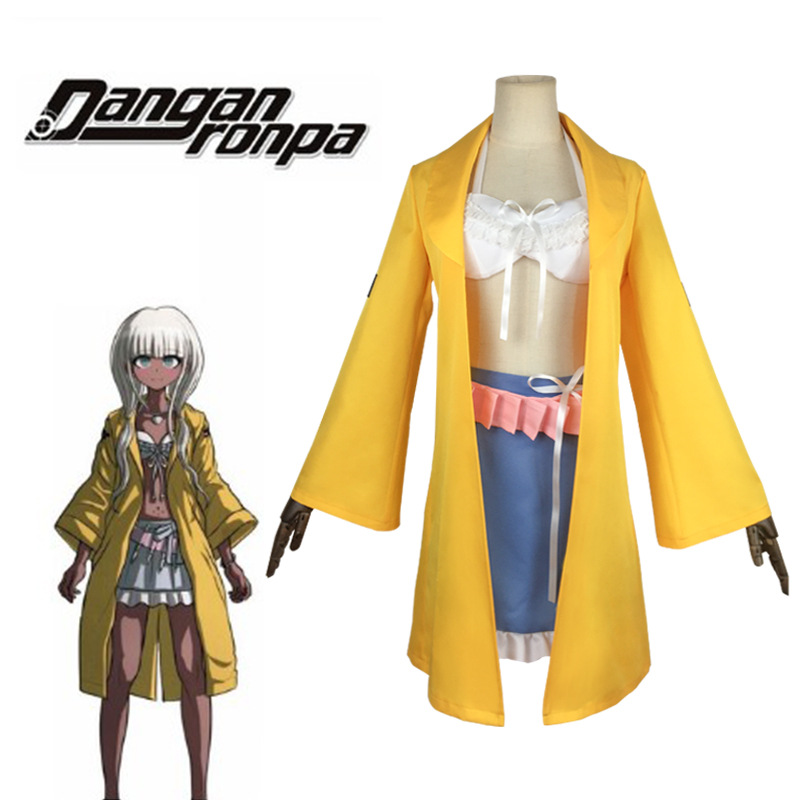 Anime Danganronpa V3 Cosplay Costumes Killing Harmony Angie Yonaga Yellow Coat Blue Skirt Full Sets