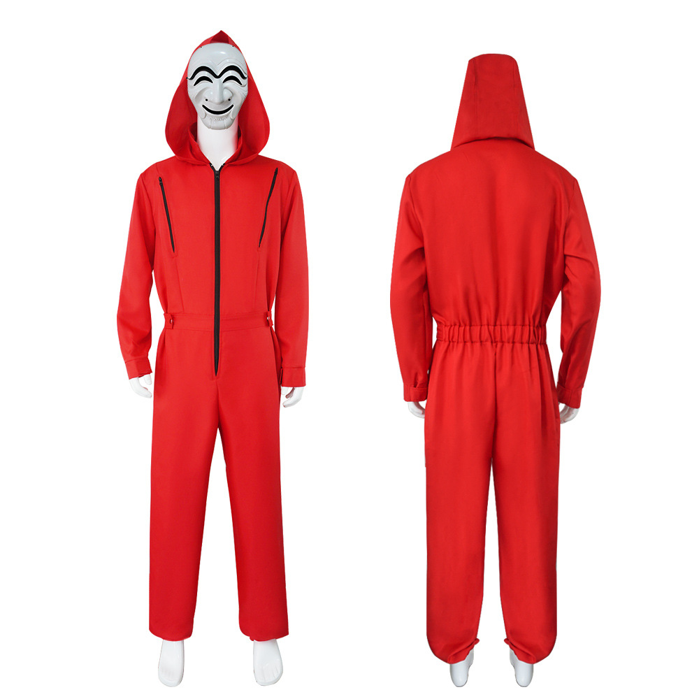 Money Heist Banknote House Cosplay Costumes Face Mask Adult Fancy Red Dress Jumpsuits