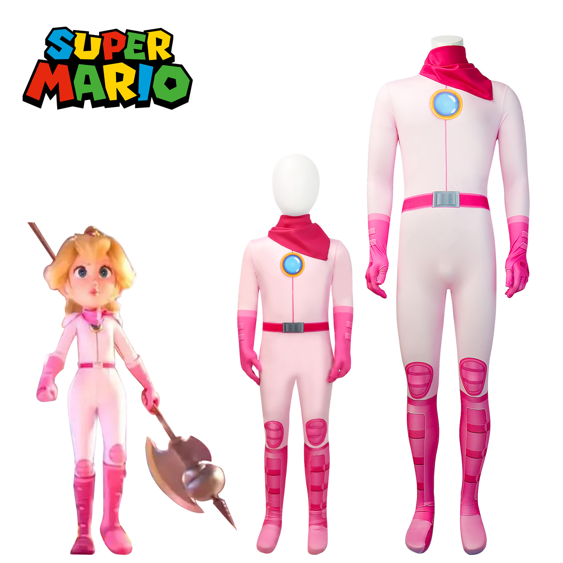 Super Mario Bros Cosplay Costume for Adult and Kids Princess Peach Combat Leotard Game Uniform