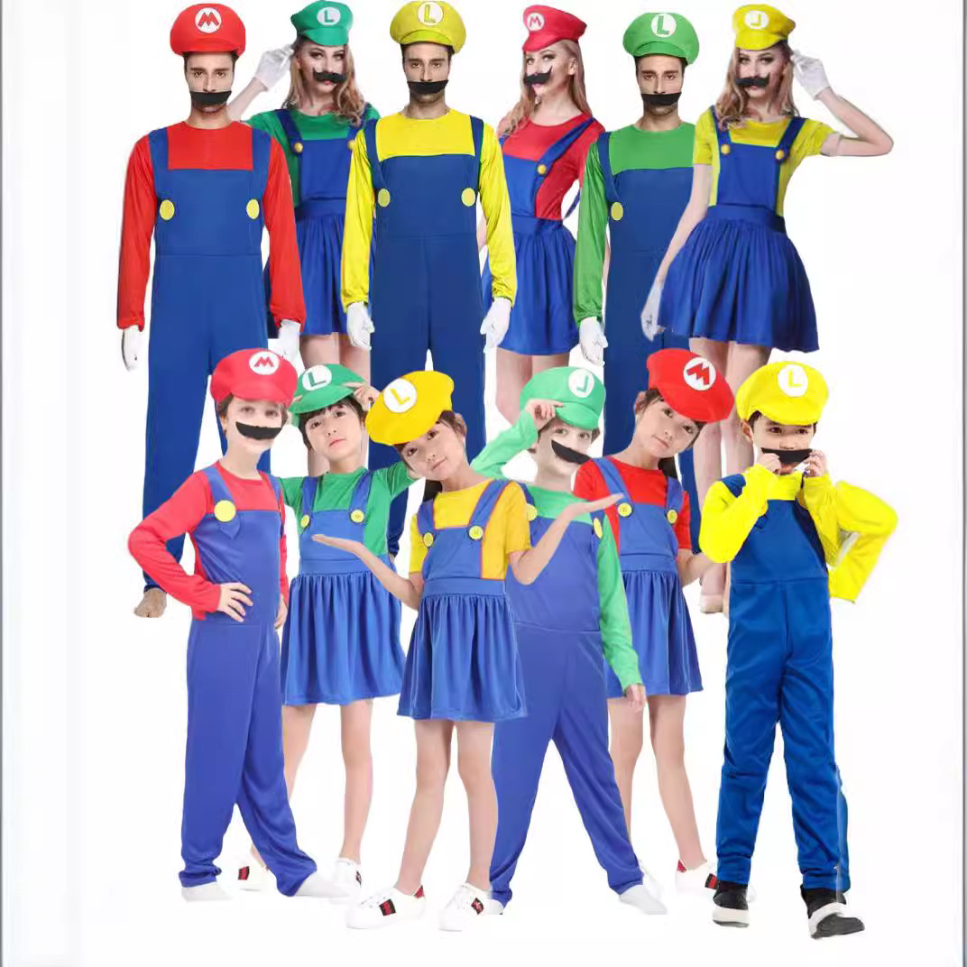 Halloween cosplay anime costume parent-child role-playing children's Mario clothes Super Mario costume