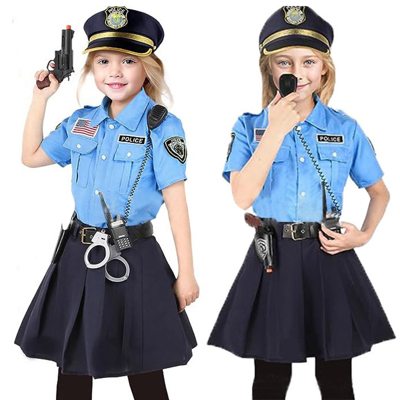 Halloween Police Uniforms for Girls and Children's Day Fire Fighting Costumes Pilot Doctor Work Uniforms Children's Cosplay Costumes