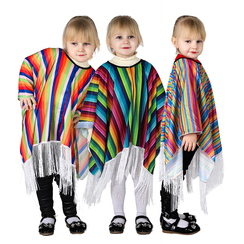 Halloween children's Mexican costumes Mexican ethnic style capes Mexican style capes