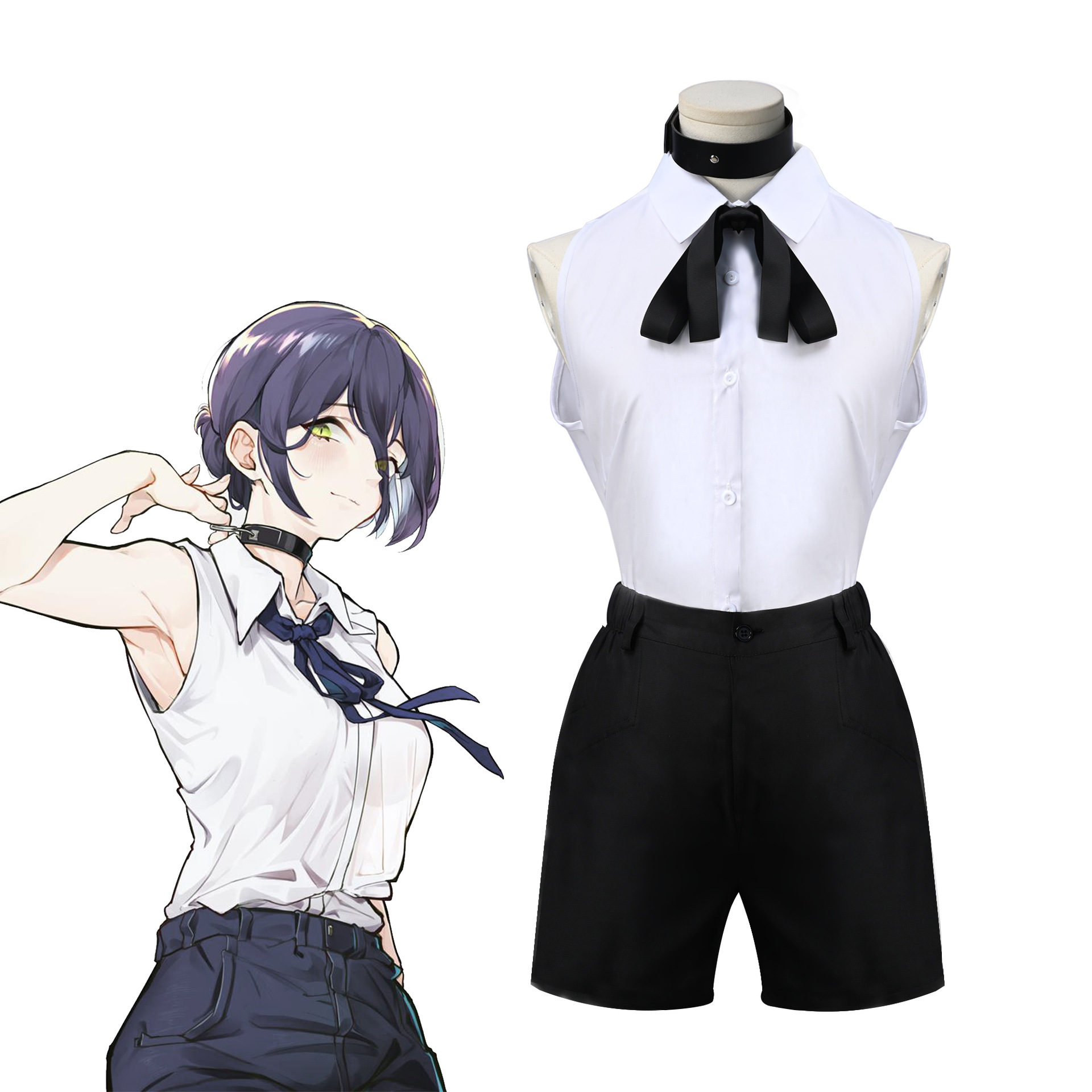 Chainsaw Man Characters: Reze Cosplay Costumes Shirt, pants, socks, bow tie, neckwear Suits