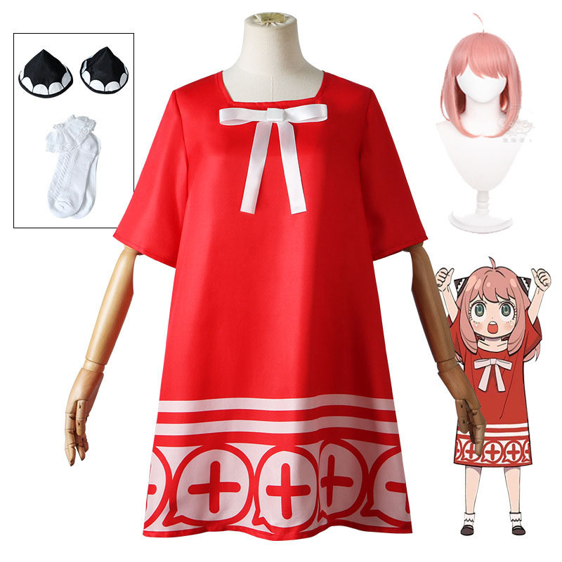 Anime Spy X Family Anya Forger Cosplay Costume Adult Dresses Red Dresses Girl Uniform Outfits