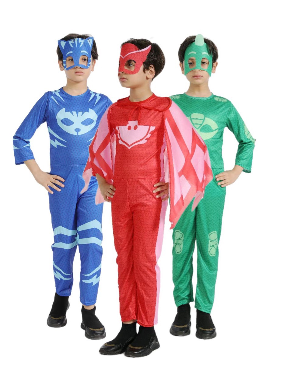 PJ Masks Movies Cosplay Costumes Red Green Blue Animated Superhero Pajamas Suits For Children