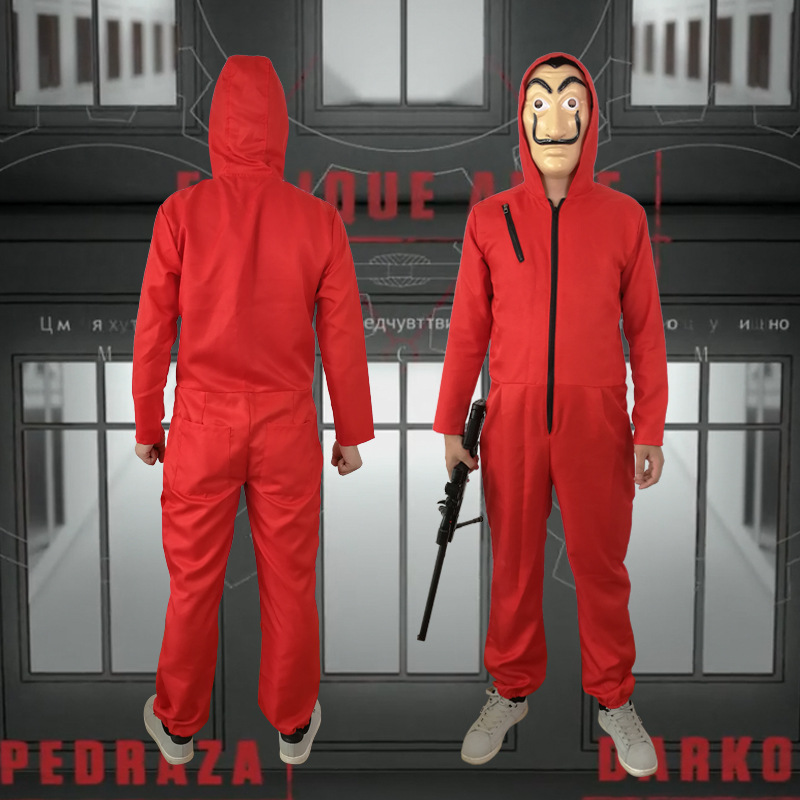 Banknote House cosplay suit Dali cos suit red jumpsuit Banknote House