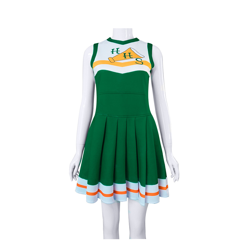 Stranger Things Season 4 Cosplay Costumes Hawkins High School Cheerleading Green Dresses Girls Suits