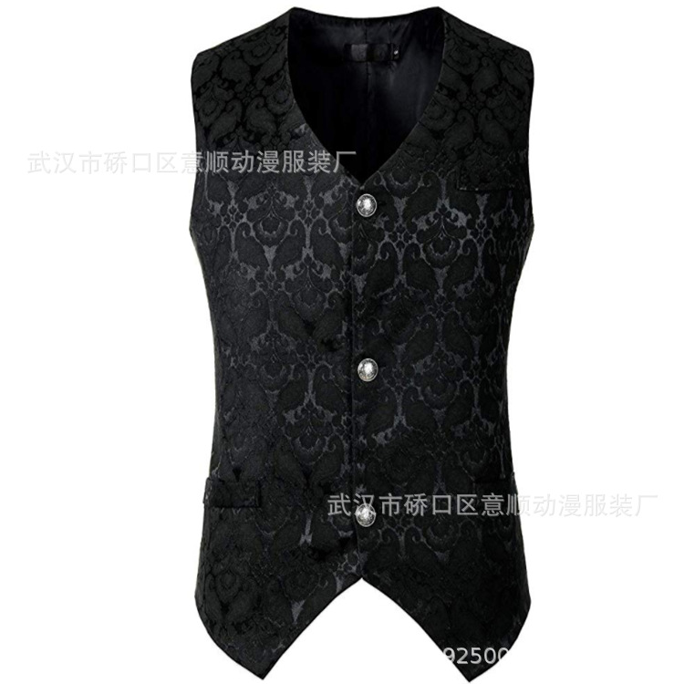 Men's single breasted vest gothic steampunk victorian brocade vest