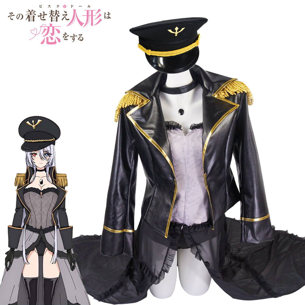 Anime My Dress Up Darling Marin Kitagawa Cosplay Costumes Military Black Lobelia Uniform 6PCS Suits