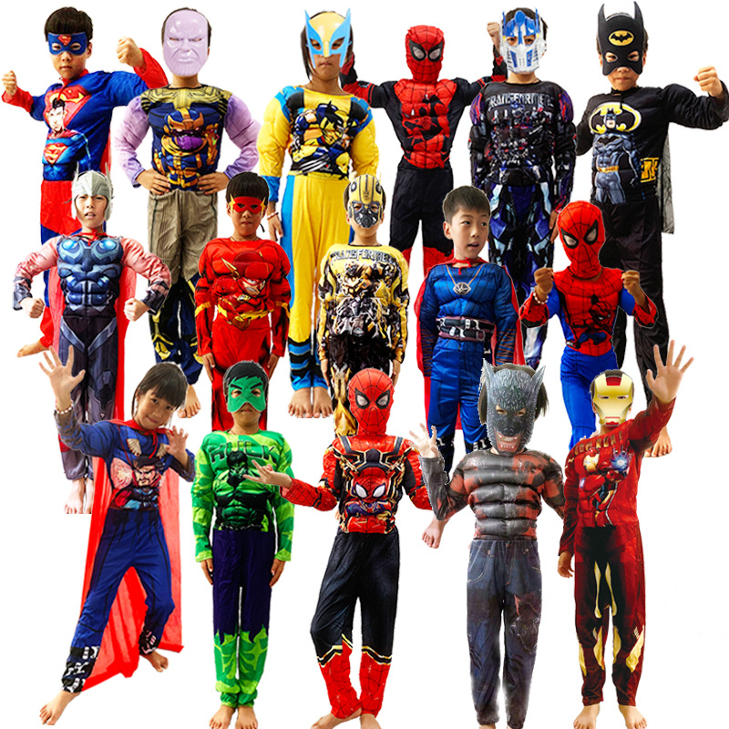 Kids Avengers Captain America Iron Superman Spider-Man Optimus Prime Muscle Suits