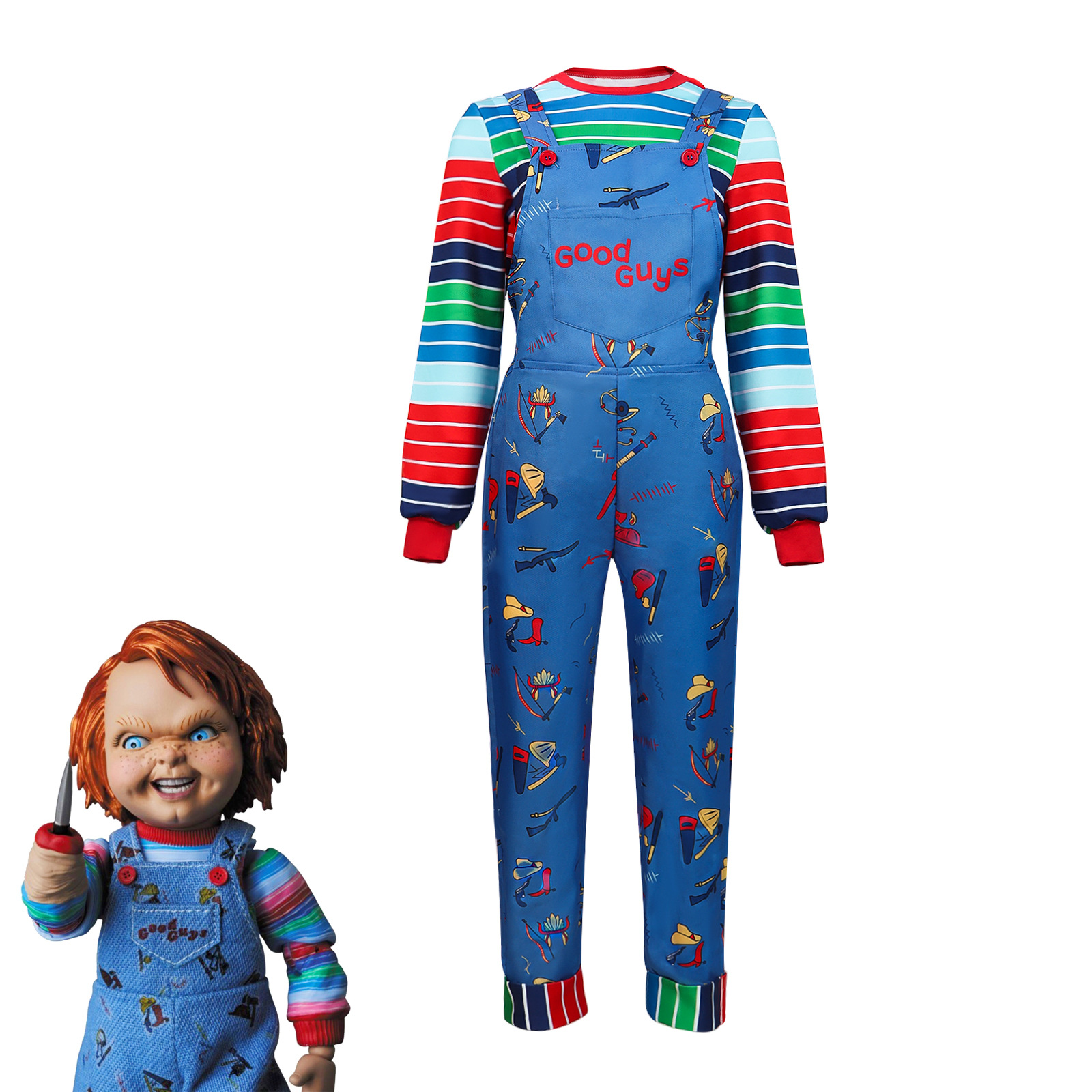 Horror Movie Toddler Chucky Cosplay Costumes Children Overalls Underwear Bodysuits