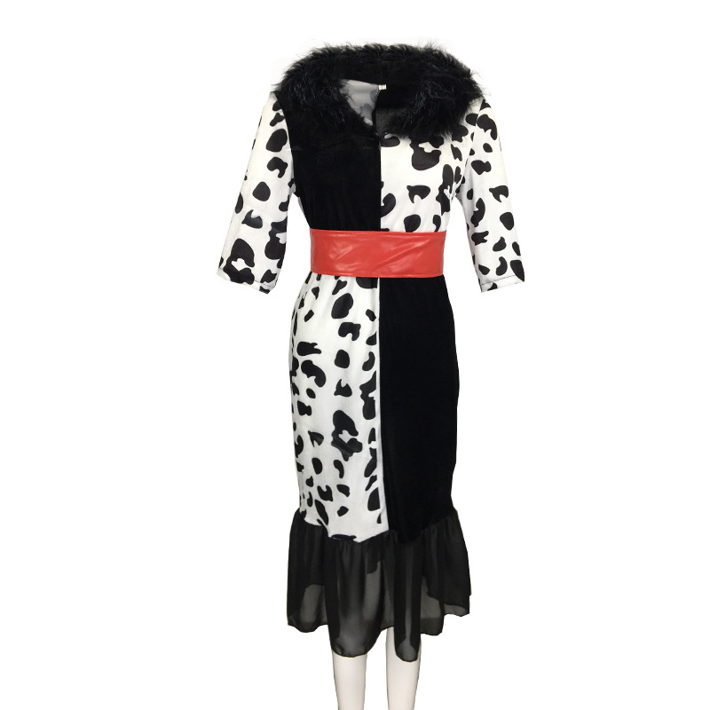 Cruella De Vil Cosplay Costume For Women One Hundred And One Dalmatians Villain Dress Up Uniform