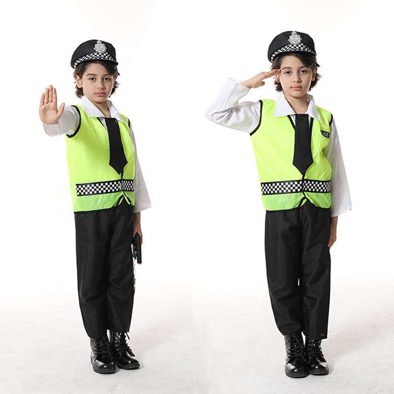 Halloween Police Costume Little Traffic Police Children Little Police Game Animation Role Play Kids Traffic Police Costume