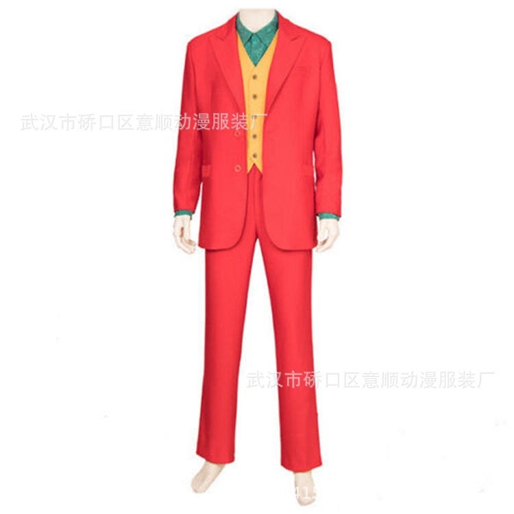 Comedian Joker Arthur Fleck Fancy Red Clothes Clown Mens Cosplay Costumes