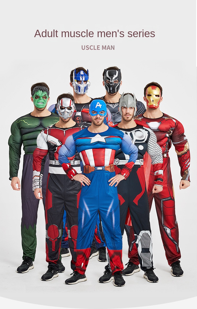 Adult Avengers Spider-Man cosplay muscle costume Captain America Superman Iron Man Optimus Prime