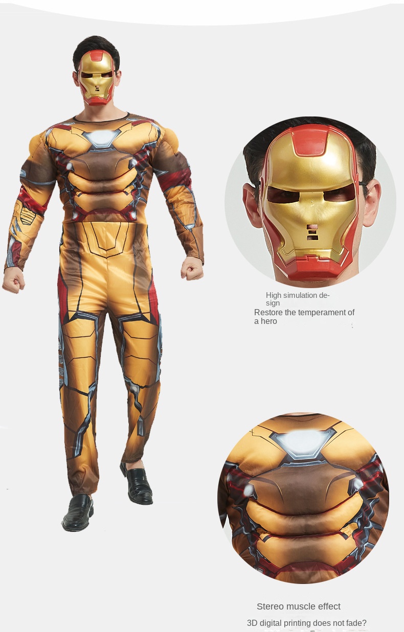 cosplay iron man hero new adult yellow steel batman captain america adult muscle costume male