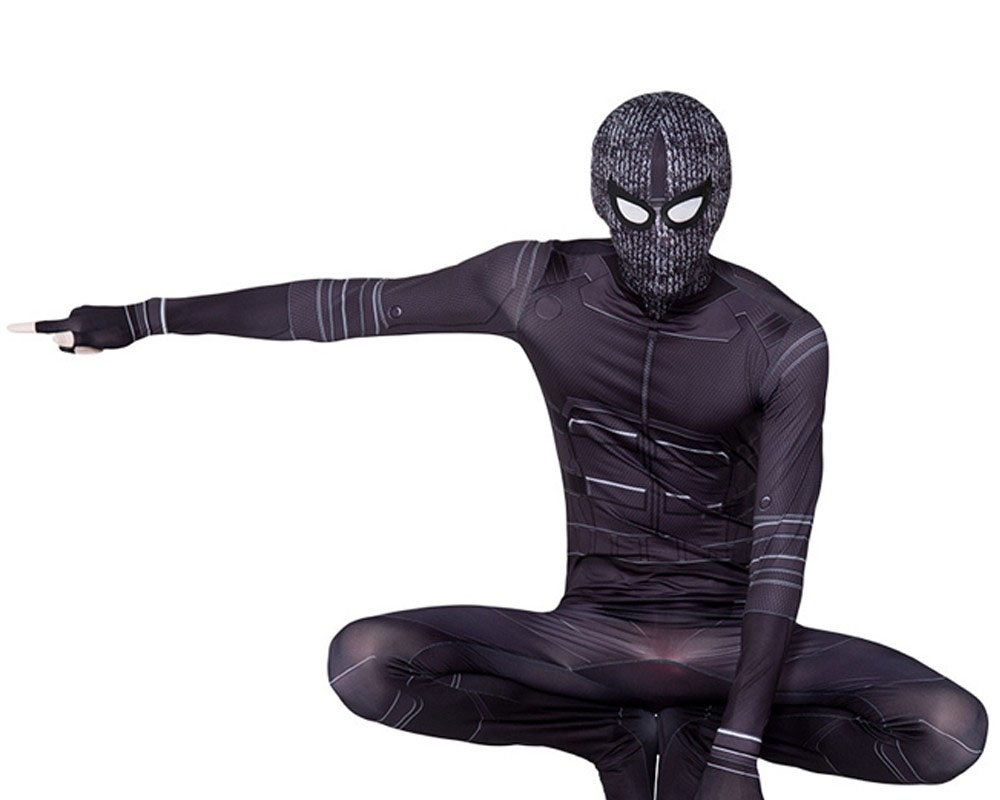 Spider Man Far From Home Black Stealth Suit Halloween Cosplay Costume Adult & Kids