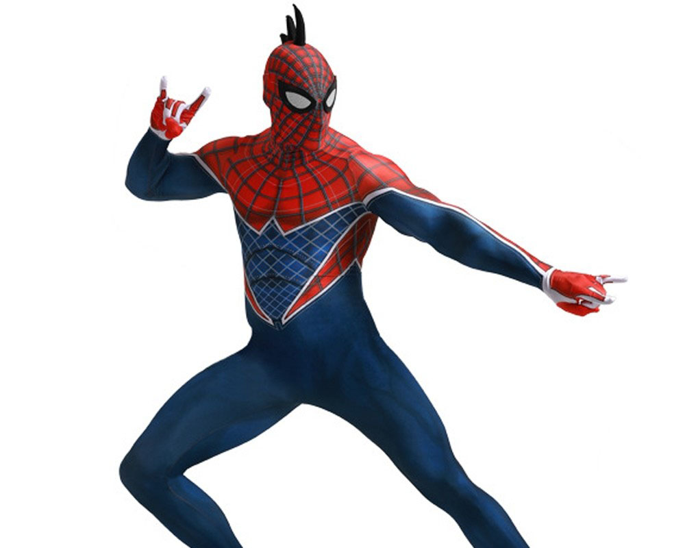 Spider-Punk Costume Ps4 Spiderman Suit Cosplay Costume Zentai For Adult & Kids