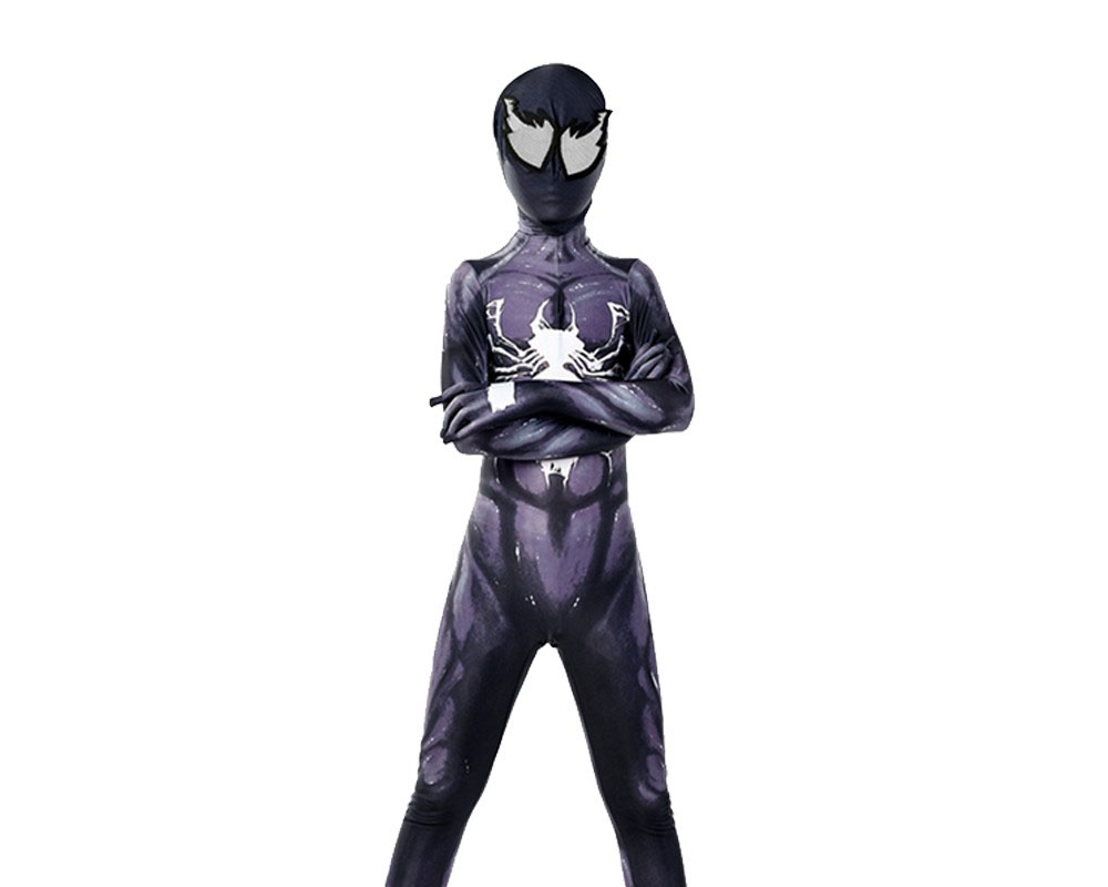 Black Venom Spiderman Suit Cosplay Costume Spandex Zentai Adult & Kids