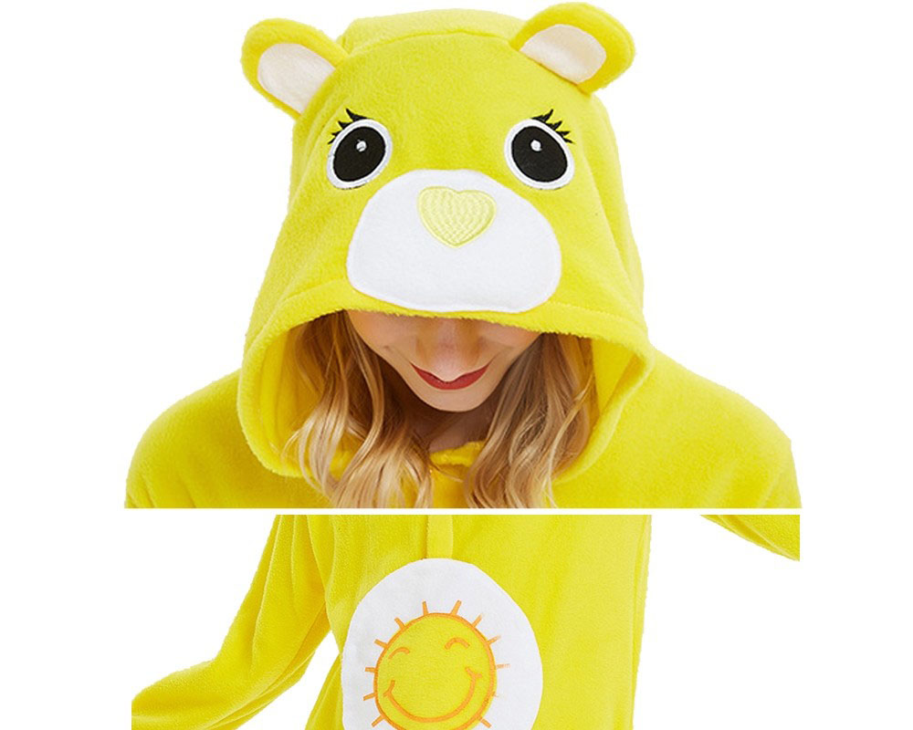 Yellow Care Bear Onesie Pajamas Costumes Adult Animal Onesies Button Closure