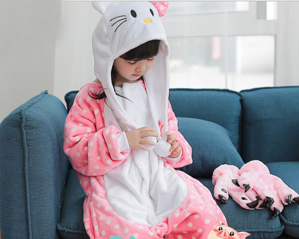 Kitty Cat Onesie Pajamas for Kids Soft & Cozy Animal Costume
