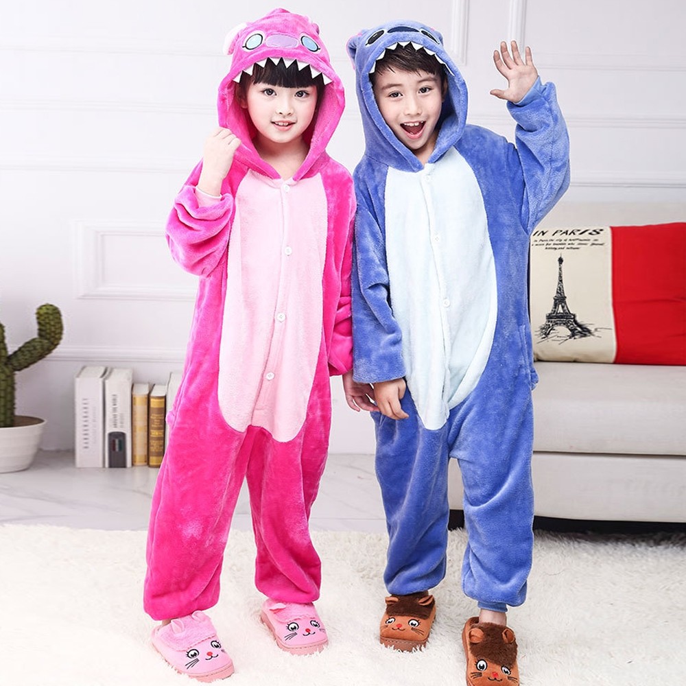 Blue & Pink Stitch Onesie Pajamas for Kids Animal Onesies Costumes