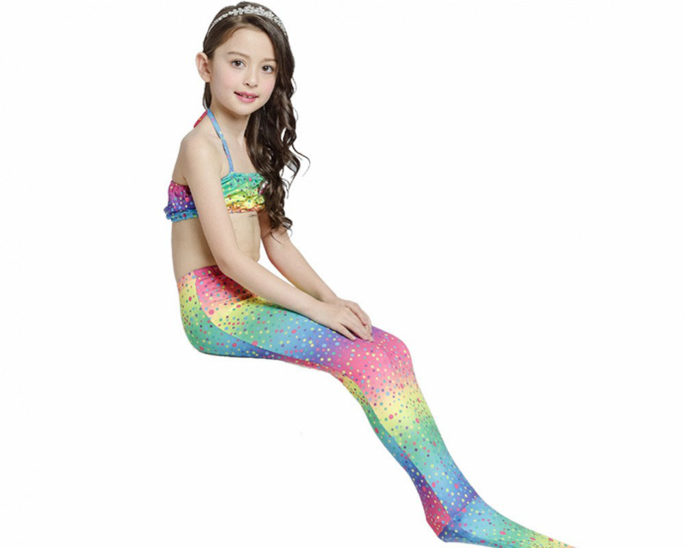 Girls Mermaid Tails For Swimming Rainbow Mermaid Costume Bikini Sets