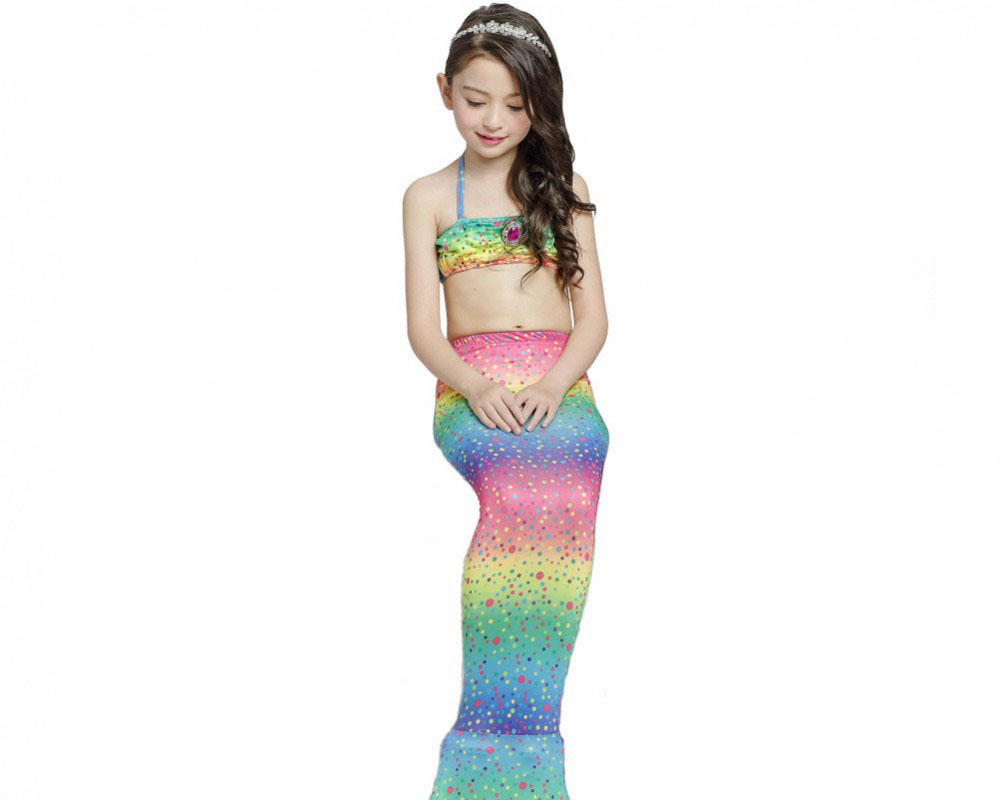 Girls Mermaid Tails For Swimming Rainbow Mermaid Costume Bikini Sets