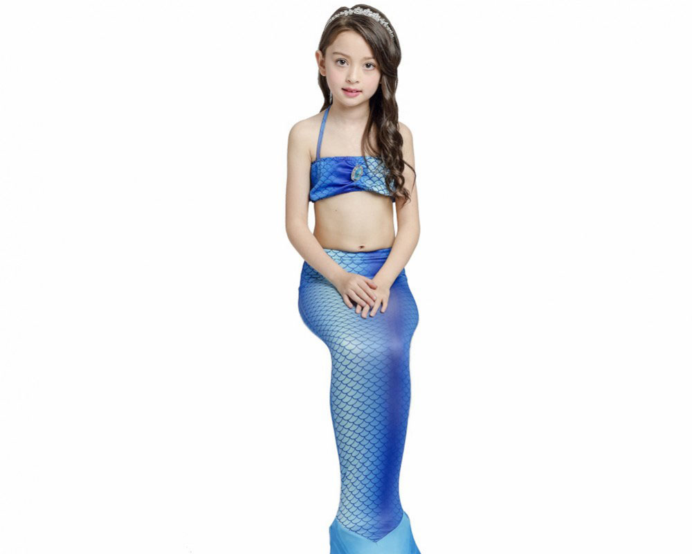 Swimmable Mermaid Swimsuit For Girls Blue Mermaid Swimming Bathing Suit Bikini Sets