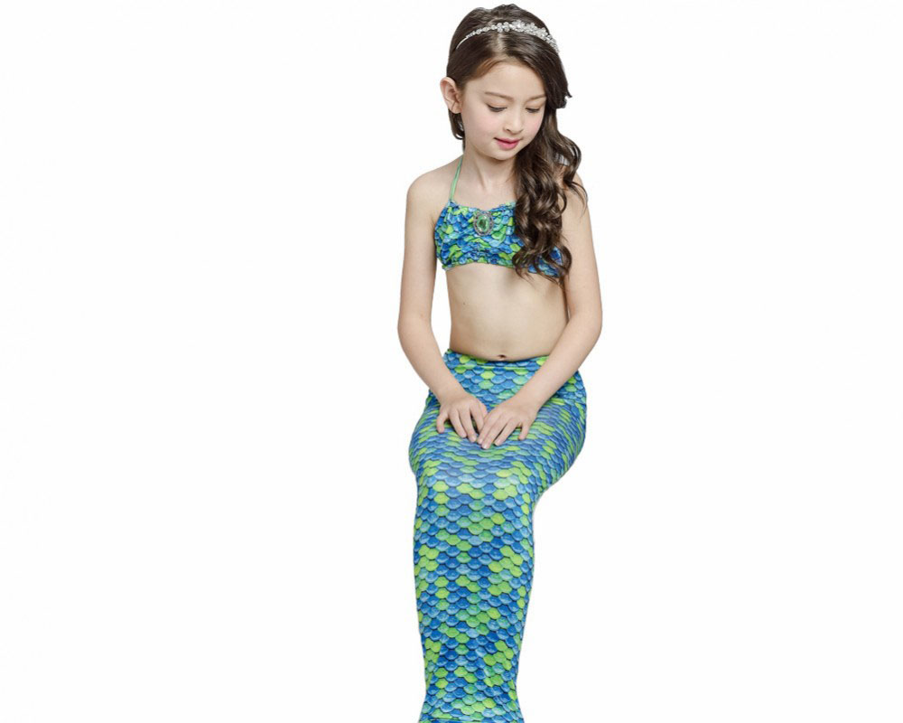 Swimmable Mermaid Tails For Kids Girls Mermaid Swimsuits Bikini Costume Set