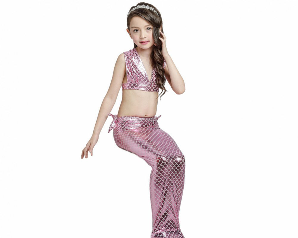 Mermaid Bikini For Girls Kids Swimmable Mermaid Tail Swimsuits Costume Set