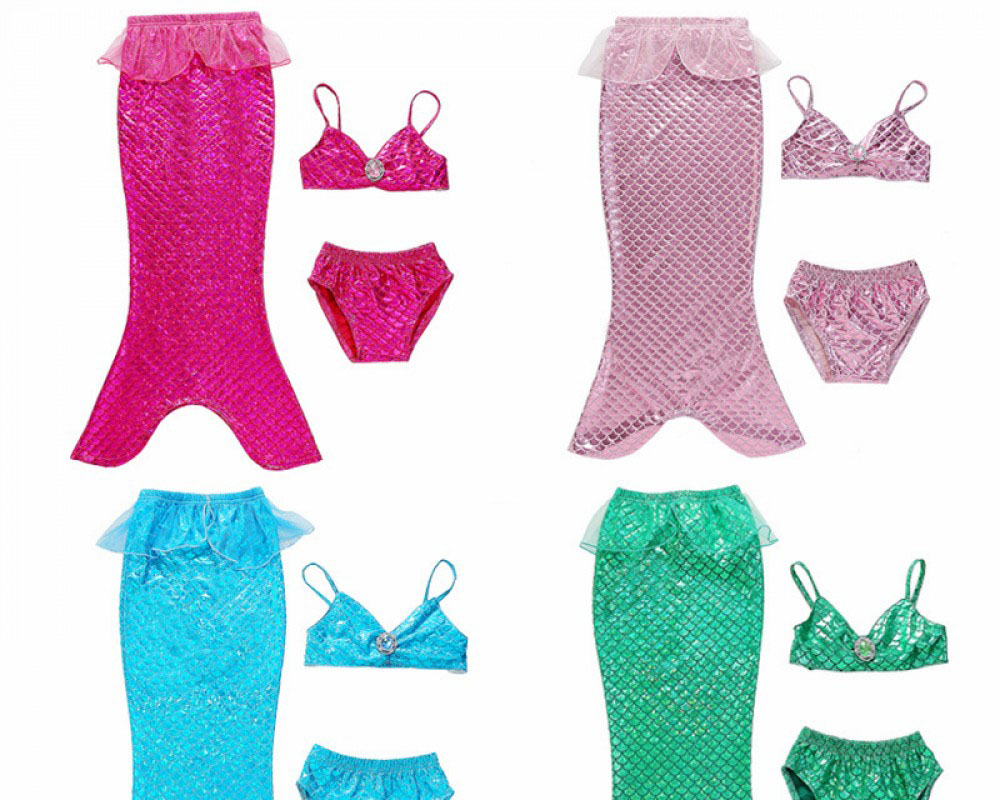 Mermaid Tail Dress Costume For Girls Swimsuit Bikini Sets Mermaid Tails