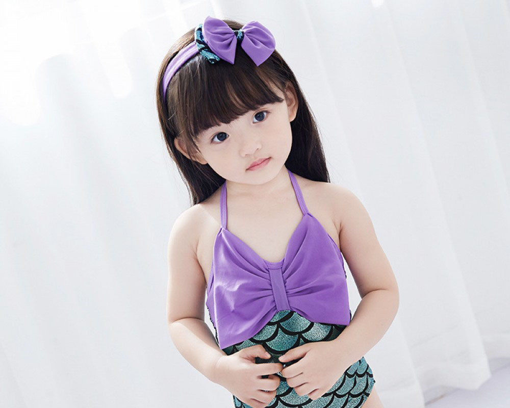 One Piece Little Mermaid Bathing Suit Toddler For Girls Swimwear Green Mermaid Bikini Costume 