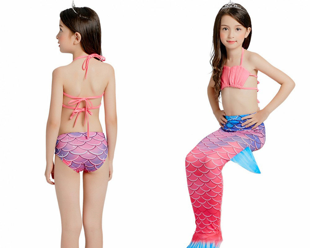 Pink Mermaid Tails For Kids Girls Swimmable Mermaid Tail Bikini Costume