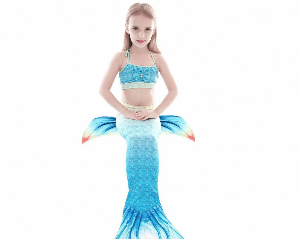 Kids Girls Swimmable Mermaid Tail For Pool Swimsuits Bikini Mermaid Costume