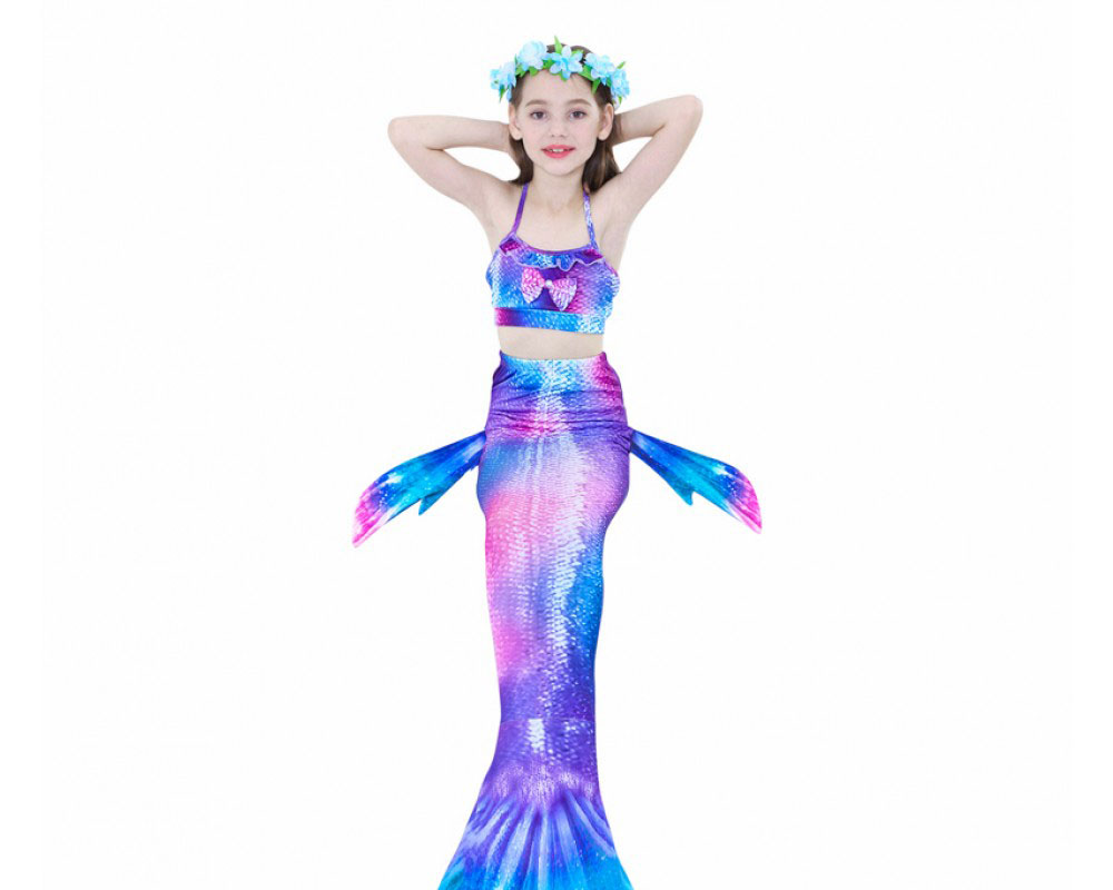 Mermaid Tails For Girls Swimmimg Bikini Purple Mermaid Bathing Suit Set