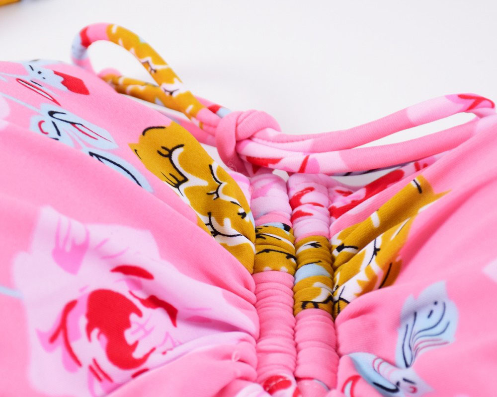 Cute Pink Plus Size Swimwear Floral Cheap Bathing Suits Halter Swim Suit