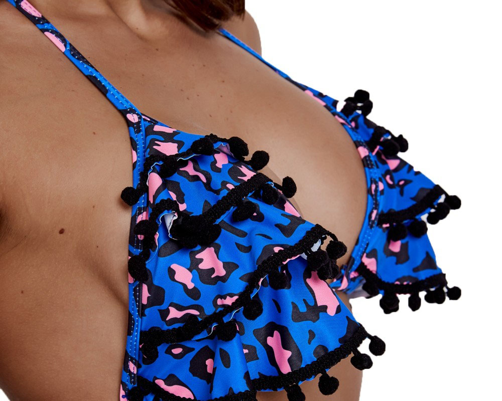 Indigo Leopard Bikini For Women Halter Swimsuits Cheap Bathing Suits