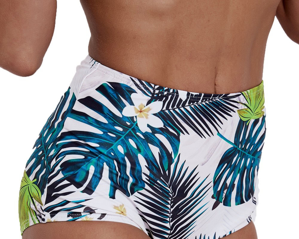High Waist Cheap Bathing Suits Leaves Print Swimsuits