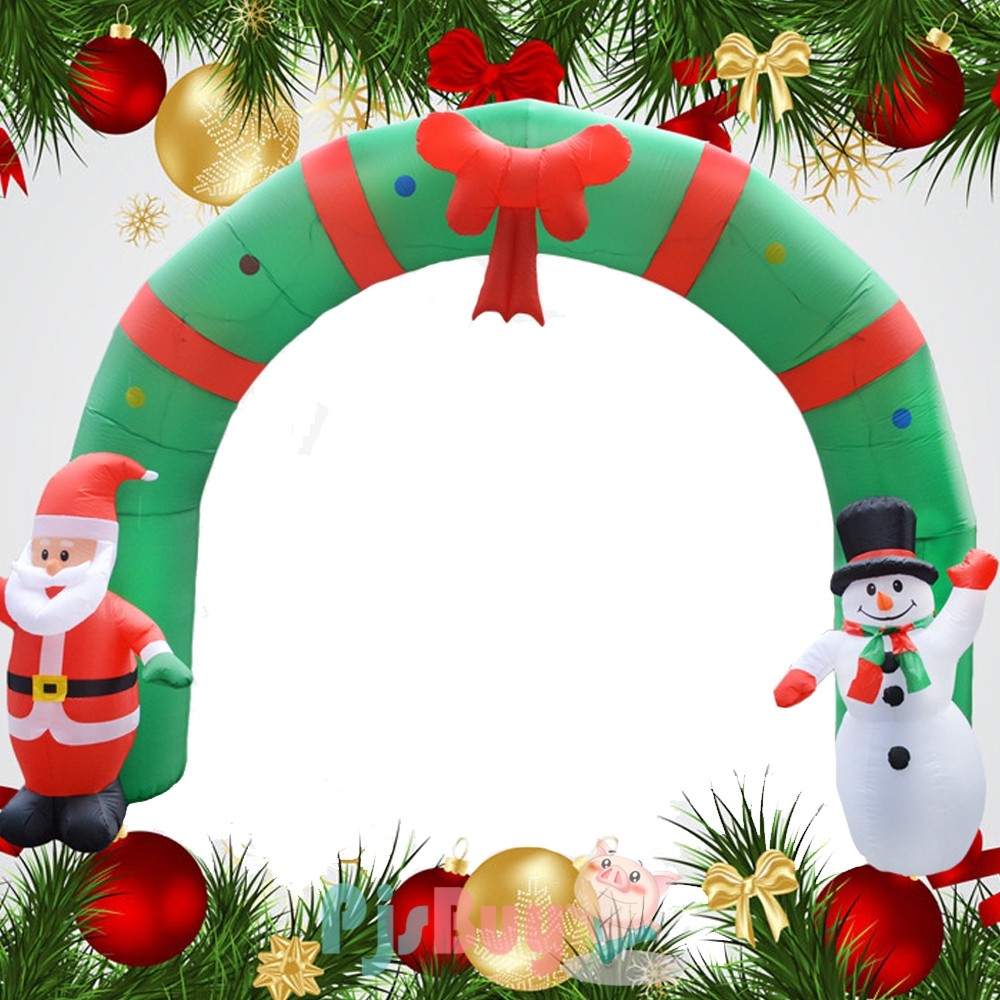 Blow Up Santa And Snowman Arched Door Out Door Inflatable Decorations