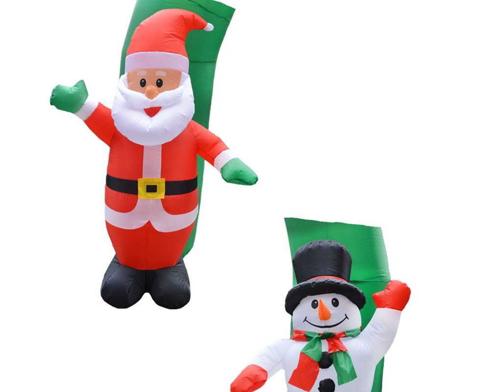 Blow Up Santa And Snowman Arched Door Out Door Inflatable Decorations