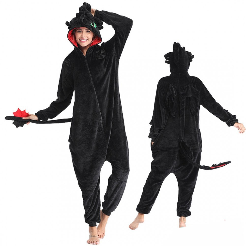 Toothless Onesie Flannel Pajamas Adult Animal Onesies Halloween Costumes
