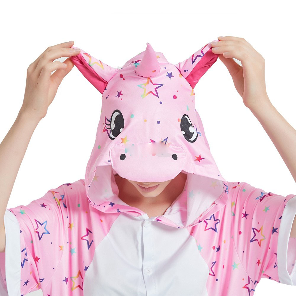 Pink Unicorn Onesie Pajamas Short Sleeve