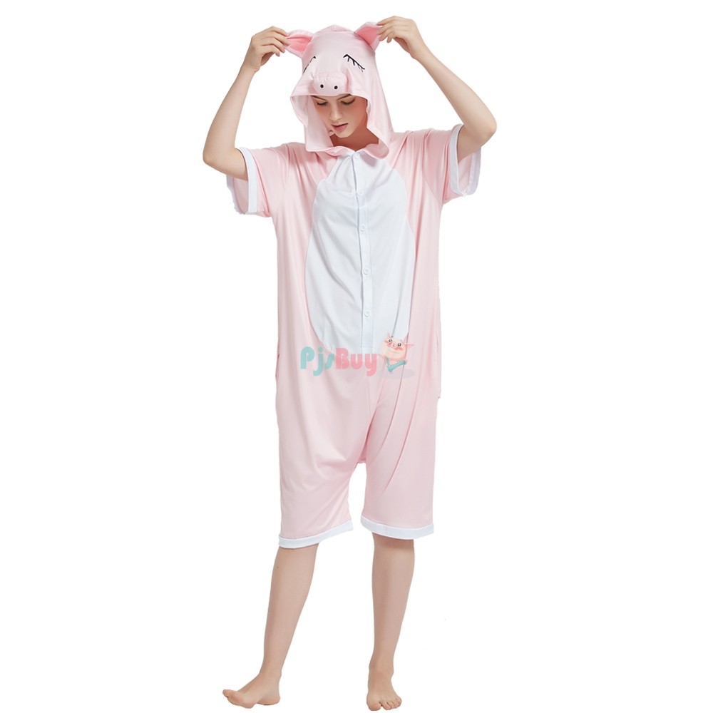 Pink Pig Onesie Pajamas Short Sleeve